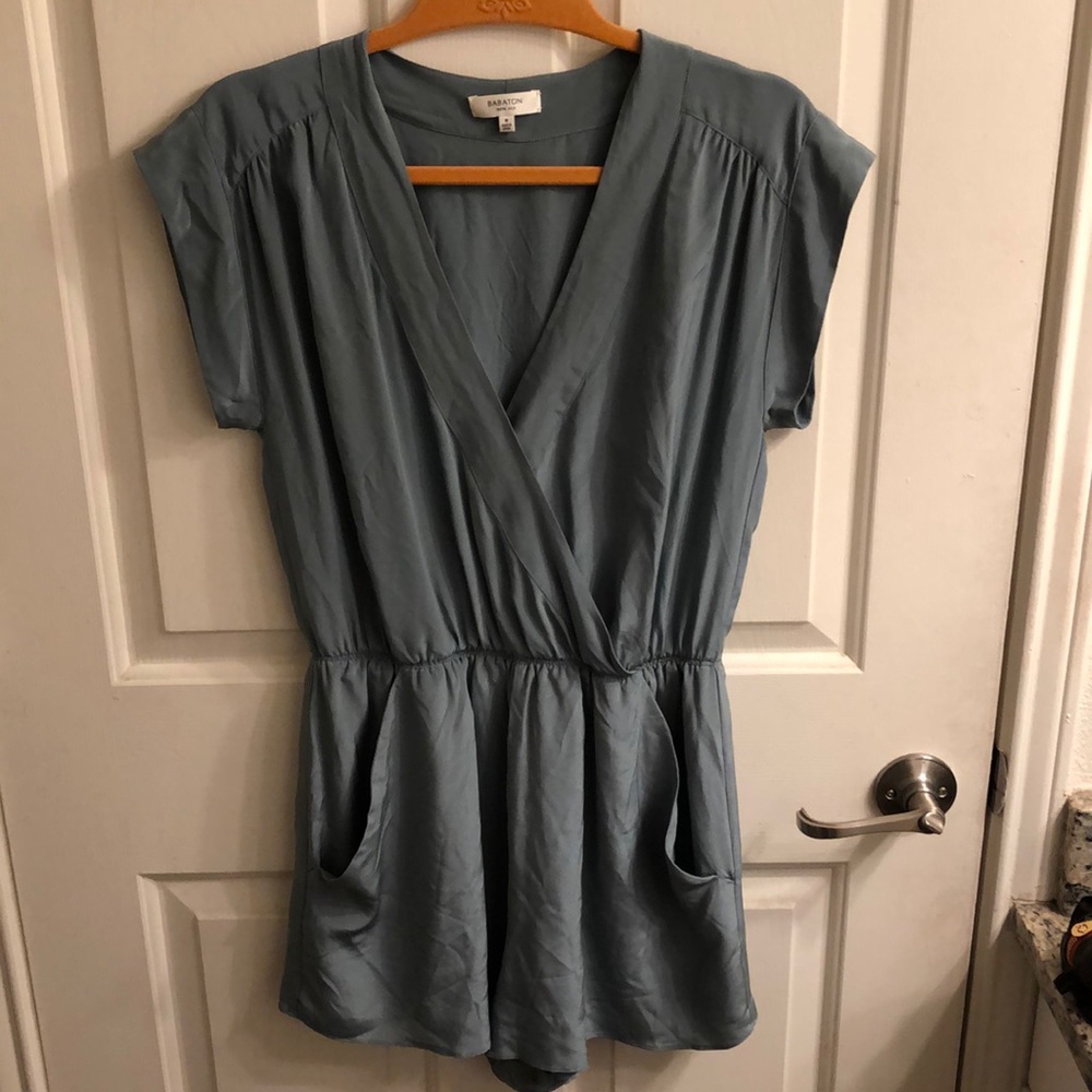 Teal Silk Romper. 100% Silk